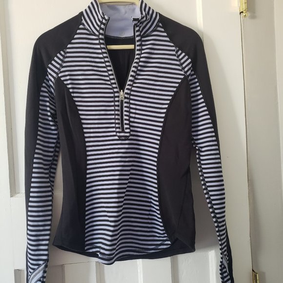 Lululemon Run U-Turn Pullover Top Pique Black Heathered Blue Size 4 - Picture 3 of 8